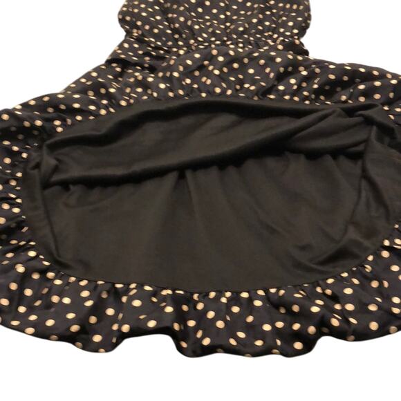 BCBG Maxazria Black Polka Dot Silk Dress XS Strapless Lined Vacation Cruise - Picture 5 of 7